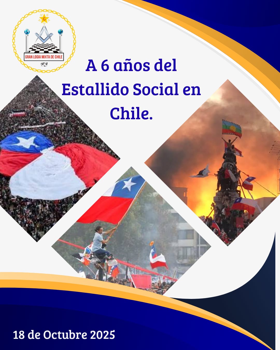 Reflexión de la Gran Logia Mixta de Chile  a seis años del Estallido Social, una lección para Chile.
